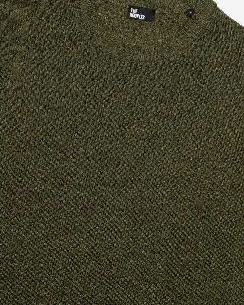 Men Jumpers and Cardigans The Kooples Khaki Wool And Linen Sweater Olive Kaki