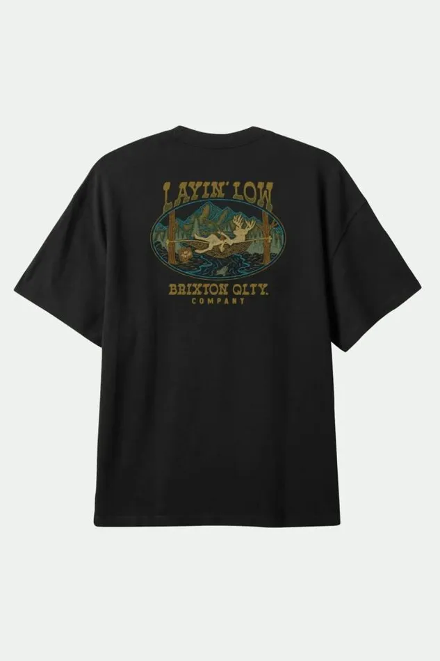 Men Layin039 Low SS Standard TShirt Black Brixton TShirts