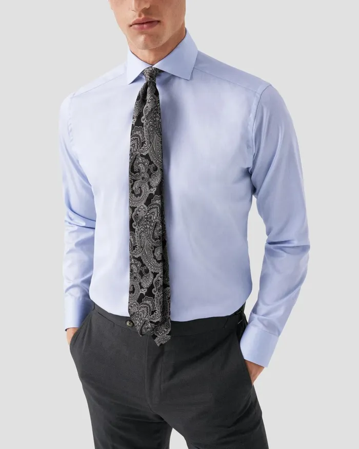 Men Light Blue Signature Twill Shirt 8211 Wide Spread Collar Blue Eton Dress Shirts Men Light Blue Signature Twill Shirt 8211 Wide Spread Collar Blue Eton Dress Shirts