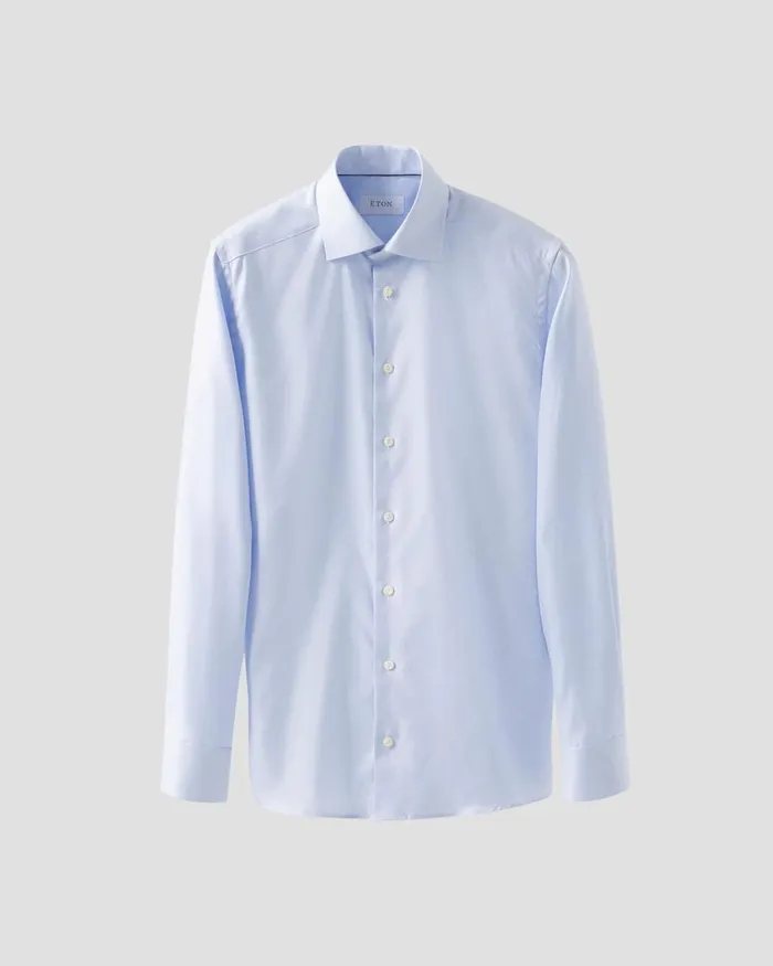 Men Light Blue Textured Twill Shirt Blue Eton Dress Shirts Men Light Blue Textured Twill Shirt Blue Eton Dress Shirts