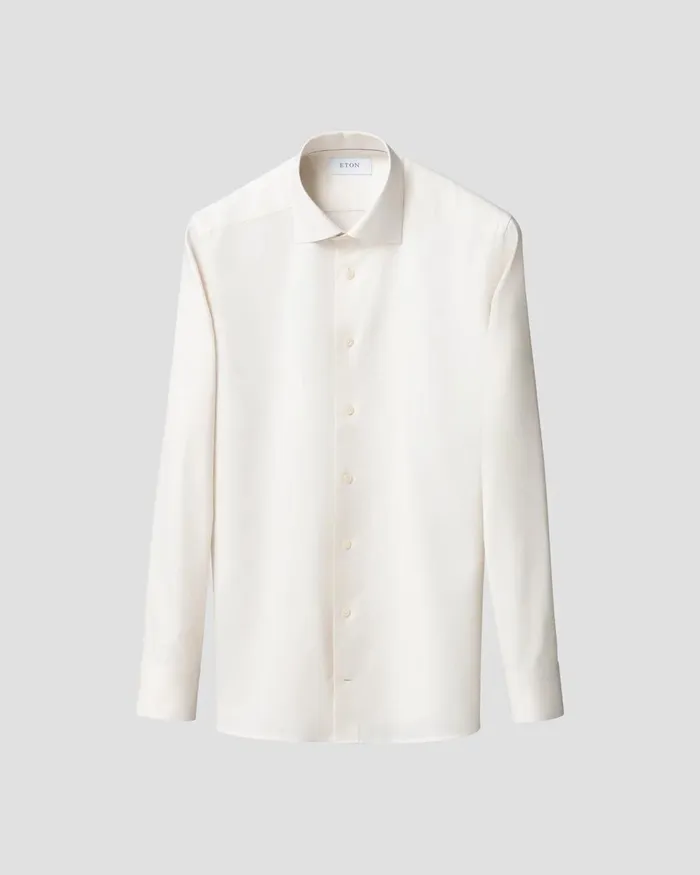 Men Melange Fine Twill Shirt White Eton Dress Shirts Men Melange Fine Twill Shirt White Eton Dress Shirts