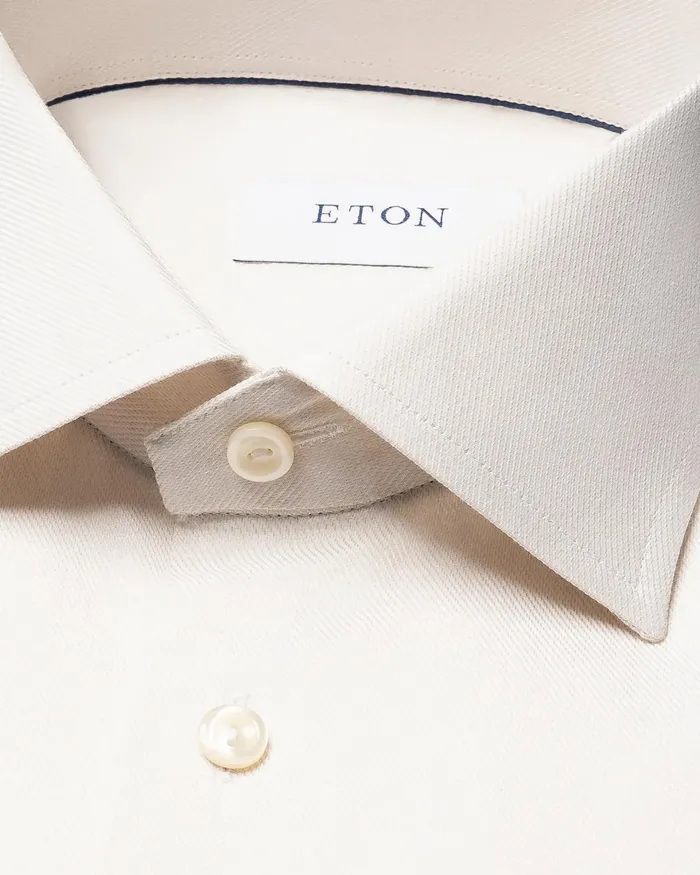 Men Melange Fine Twill Shirt White Eton Dress Shirts Men Melange Fine Twill Shirt White Eton Dress Shirts