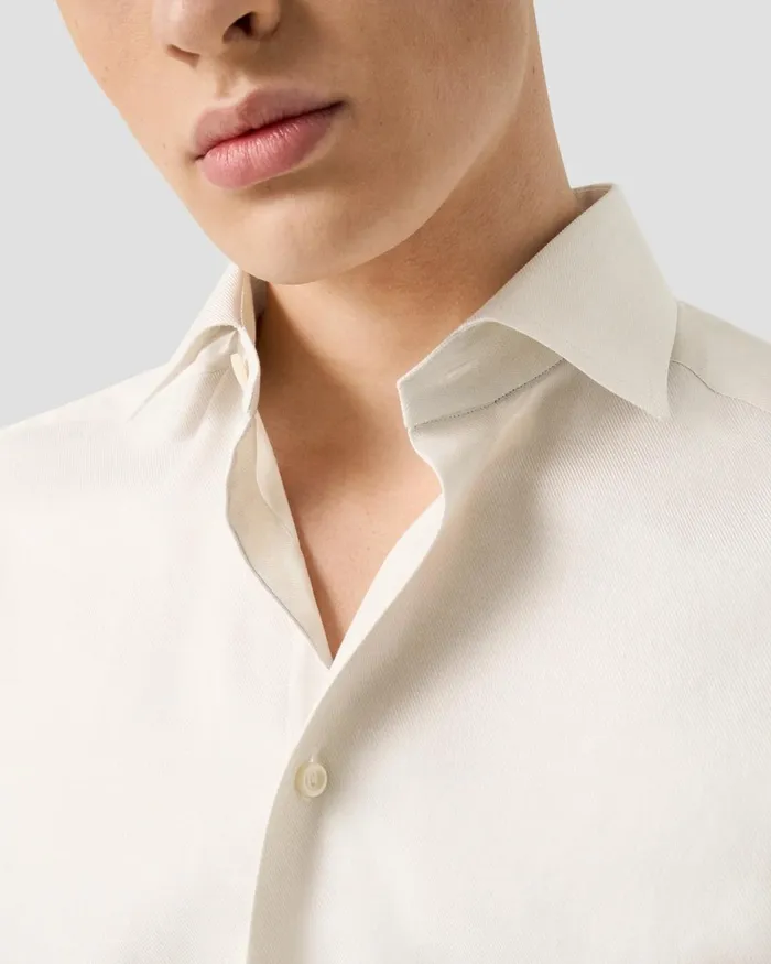 Men Melange Fine Twill Shirt White Eton Dress Shirts Men Melange Fine Twill Shirt White Eton Dress Shirts