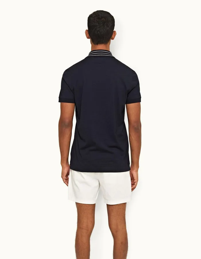 Men Orlebar Brown Polo Shirts Dominic Stripe Night Iris