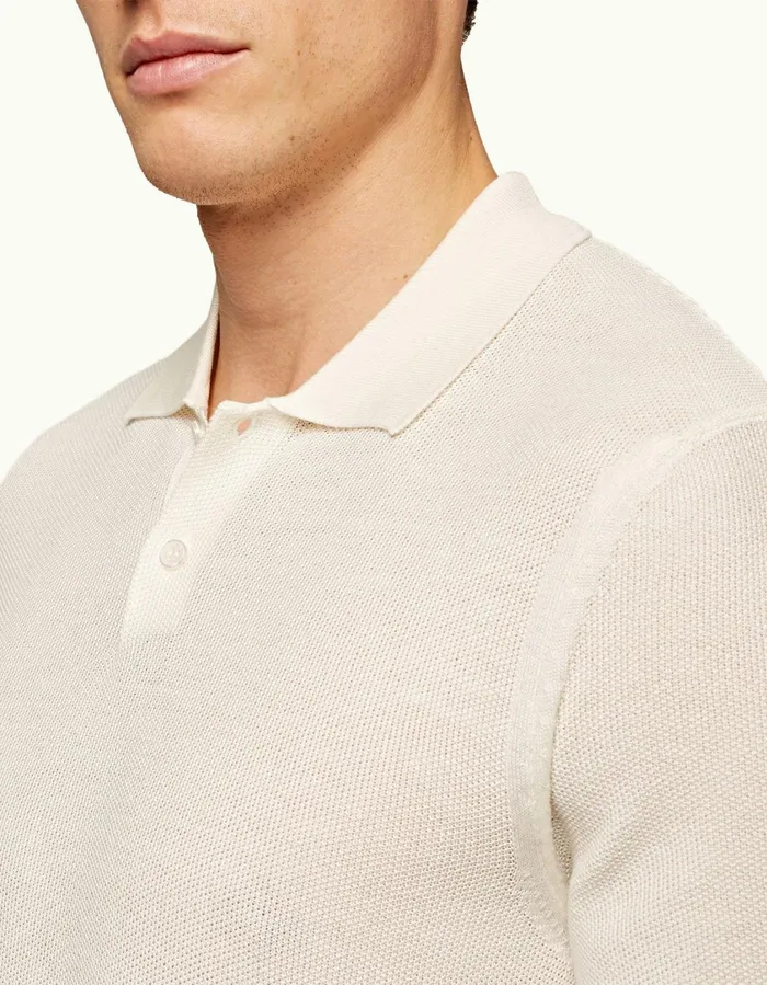 Men Orlebar Brown Polo Shirts Dr No Knitted Polo Ivory