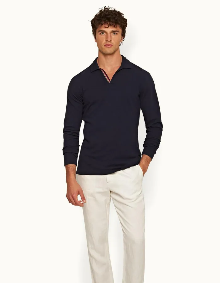 Men Orlebar Brown Polo Shirts Felix Night Iris