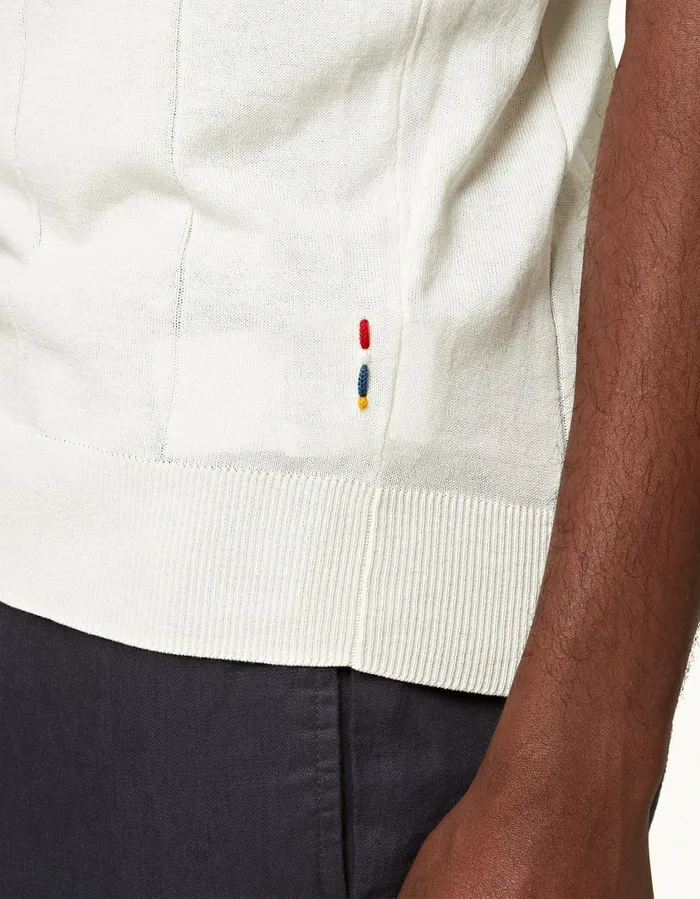 Men Orlebar Brown Polo Shirts Horton Cotton Silk White Sand