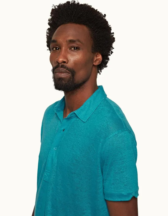 Men Orlebar Brown Polo Shirts Sebastian Linen Veranda