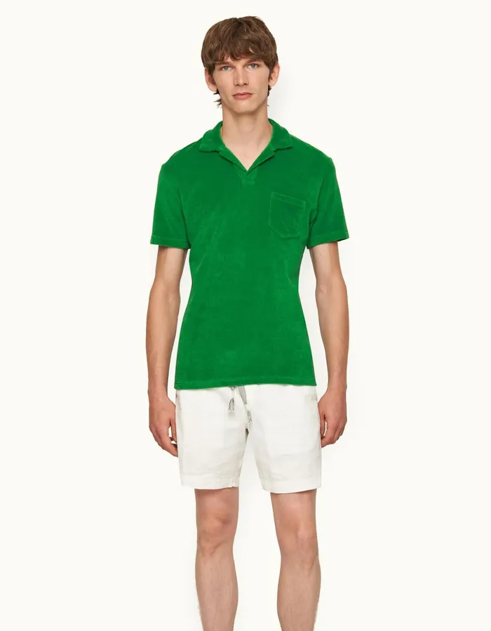 Men Orlebar Brown Polo Shirts Terry Towelling Coastal Garden