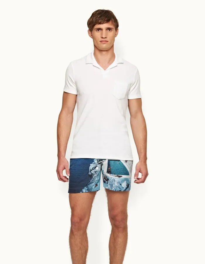 Men Orlebar Brown Polo Shirts Terry Towelling White