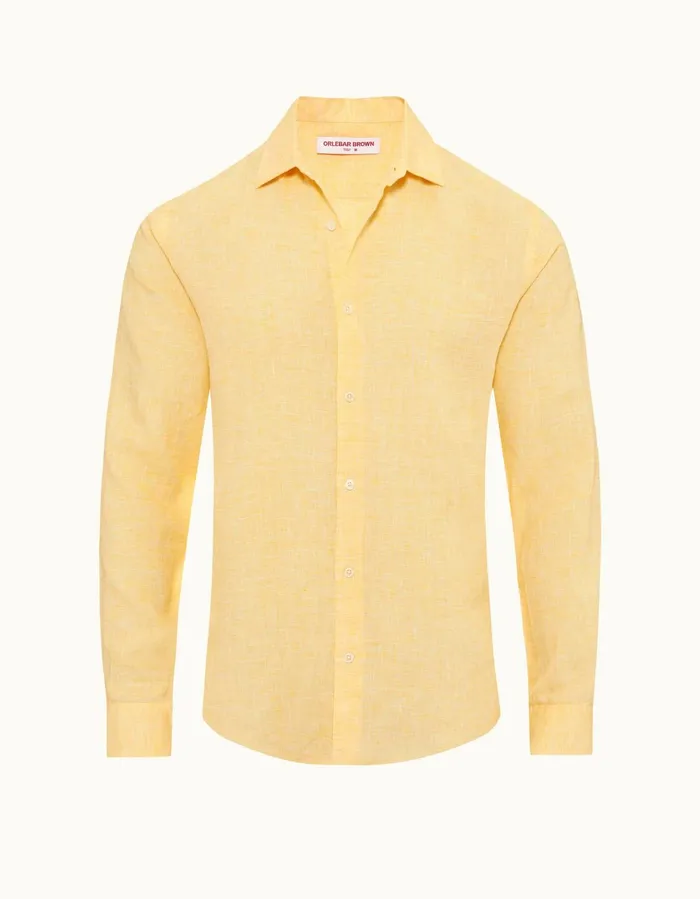 Men Orlebar Brown Shirts Giles Linen Toucanwhite
