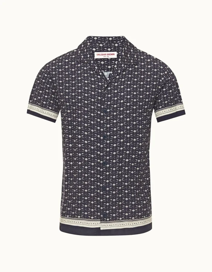 Men Orlebar Brown Shirts Hibbert Dark Sapphiresea Mist