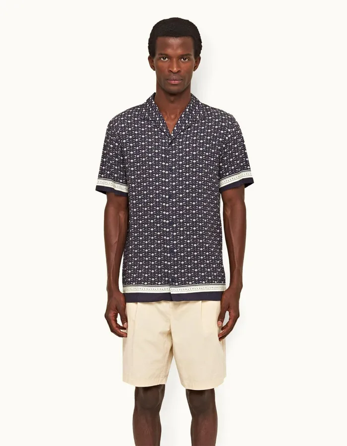 Men Orlebar Brown Shirts Hibbert Dark Sapphiresea Mist