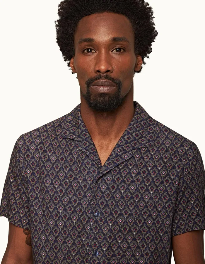 Men Orlebar Brown Shirts Hibbert Midnight Navy