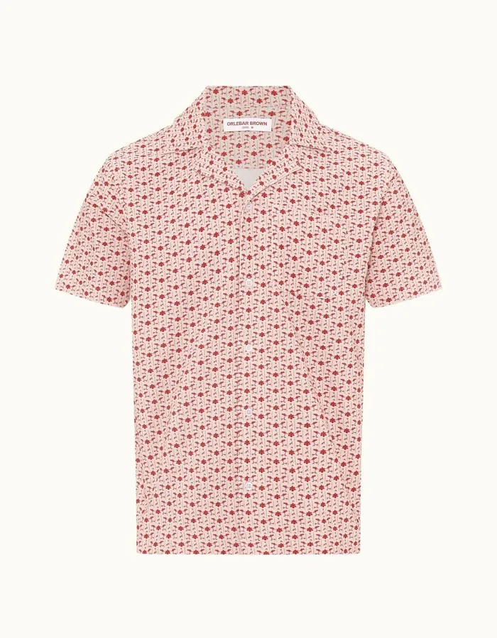 Men Orlebar Brown Shirts Marne Cord Sea Mistvermillion