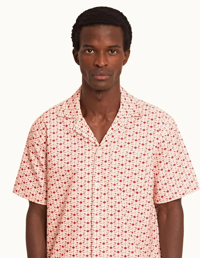 Men Orlebar Brown Shirts Marne Cord Sea Mistvermillion