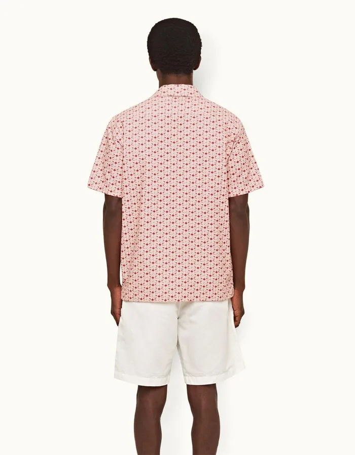 Men Orlebar Brown Shirts Marne Cord Sea Mistvermillion