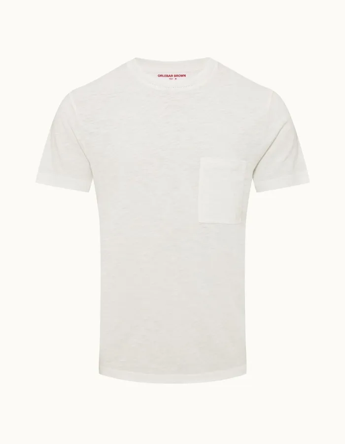 Men Orlebar Brown TShirts Ob Classic Tee White Sand