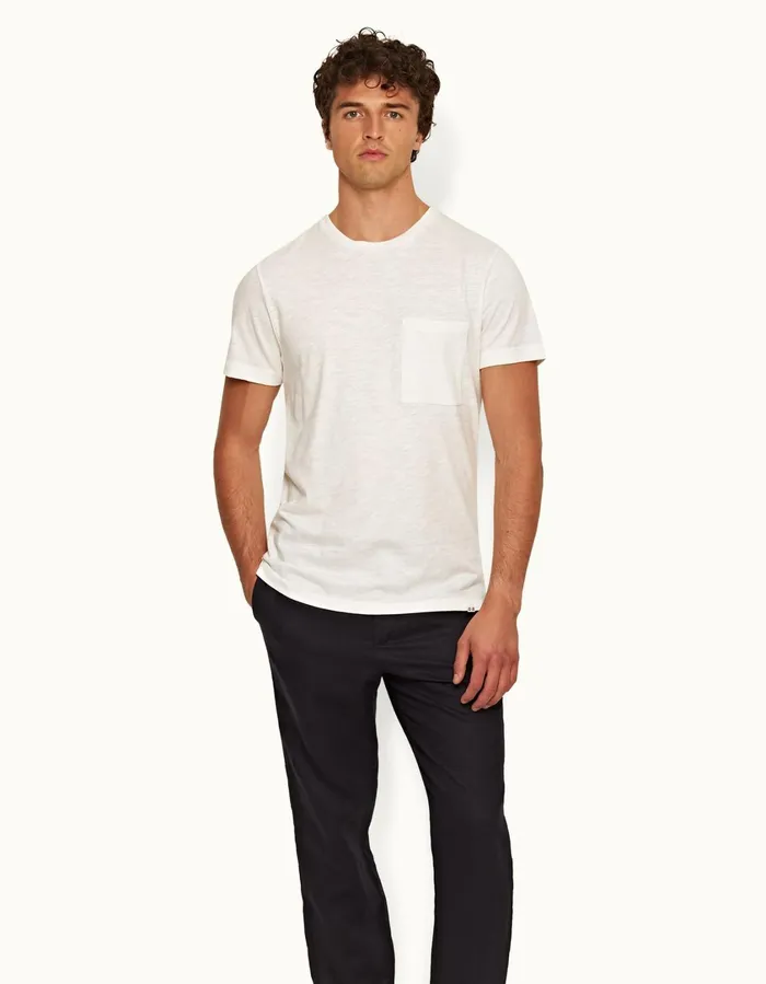 Men Orlebar Brown TShirts Ob Classic Tee White Sand