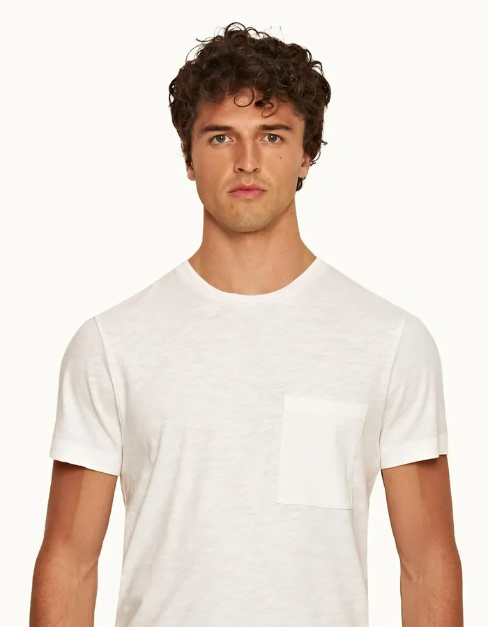 Men Orlebar Brown TShirts Ob Classic Tee White Sand