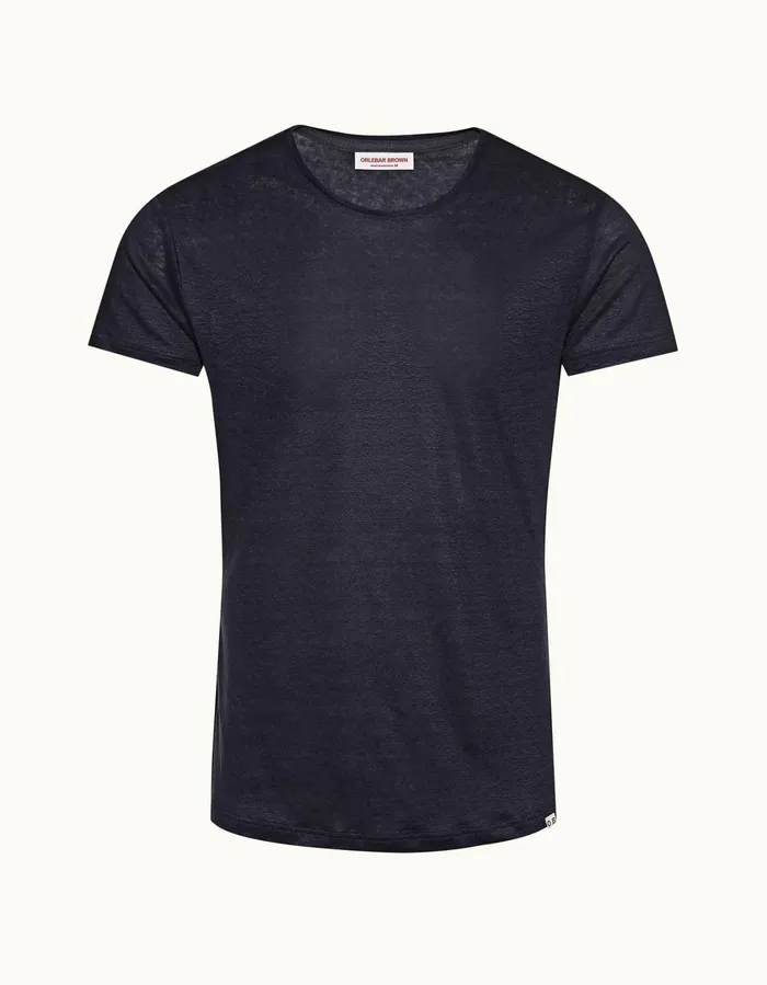 Men Orlebar Brown TShirts ObT Linen Navy