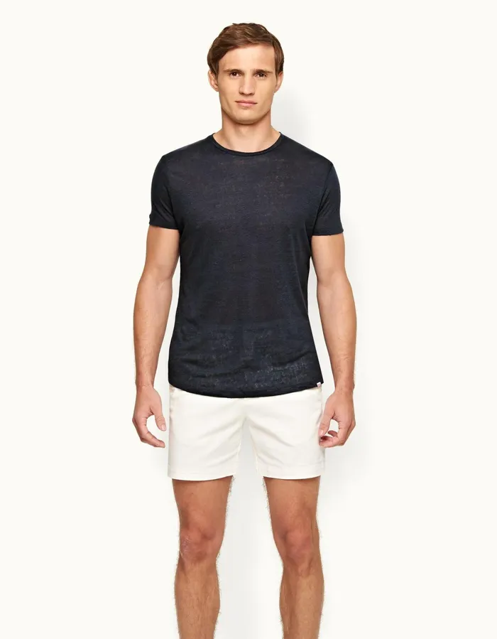 Men Orlebar Brown TShirts ObT Linen Navy