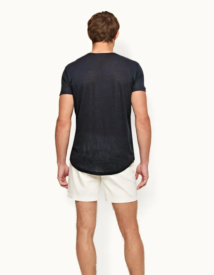 Men Orlebar Brown TShirts ObT Linen Navy