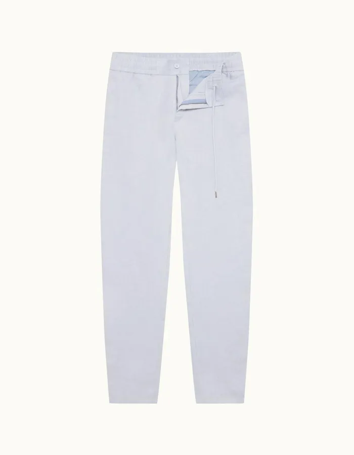 Men Orlebar Brown Trousers Cornell Linen Light Island Sky