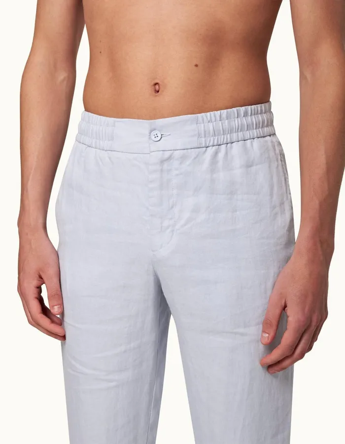 Men Orlebar Brown Trousers Cornell Linen Light Island Sky