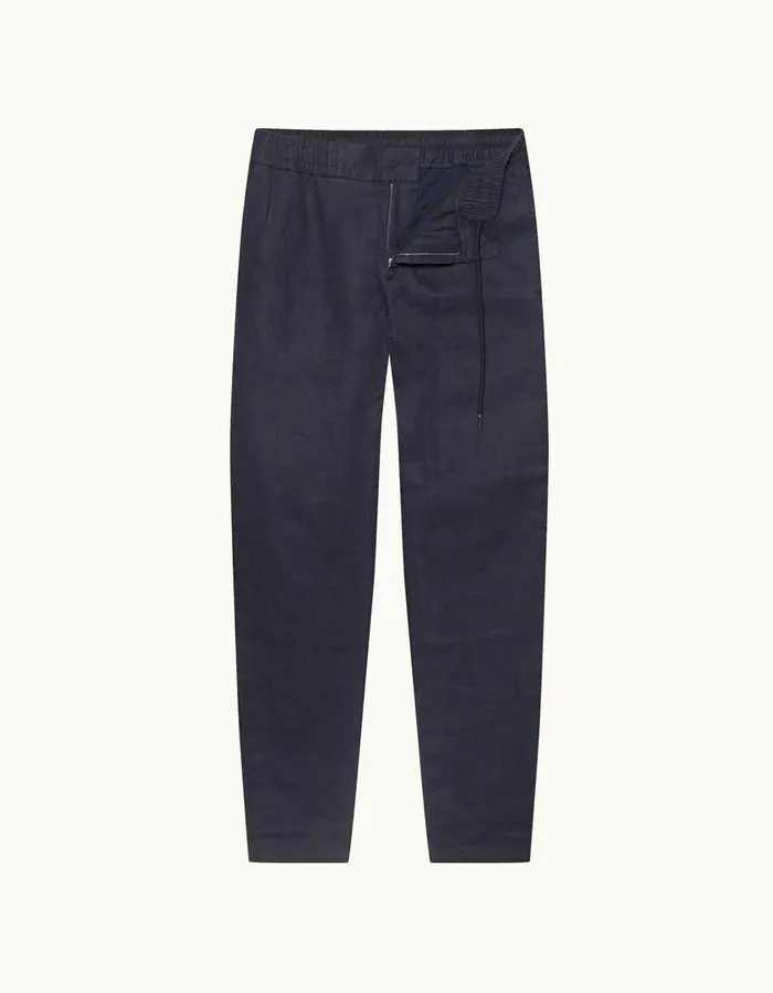 Men Orlebar Brown Trousers Cornell Linen Night Iris