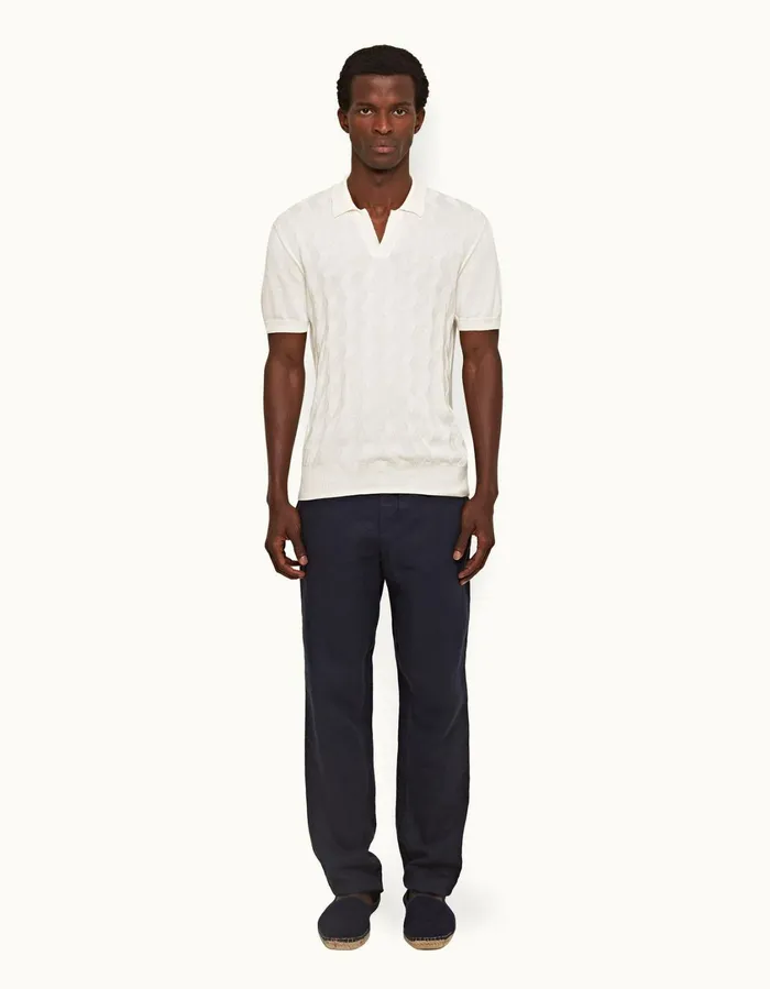 Men Orlebar Brown Trousers Cornell Linen Night Iris
