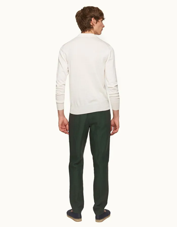 Men Orlebar Brown Trousers Griffon Linen Dark Sherwood