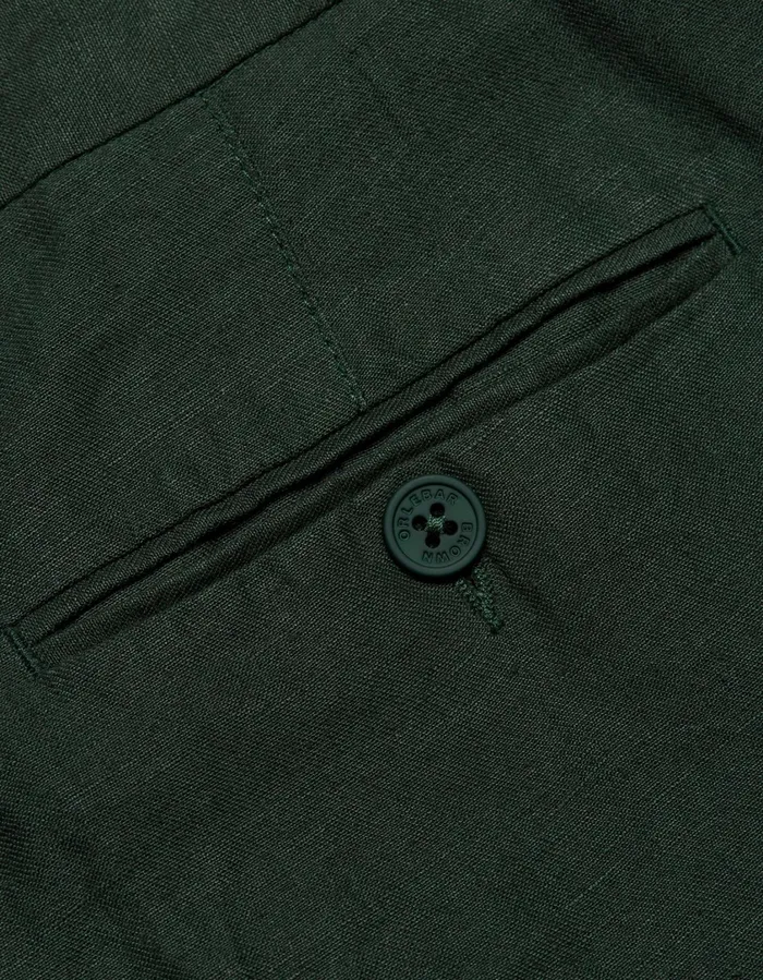 Men Orlebar Brown Trousers Griffon Linen Dark Sherwood