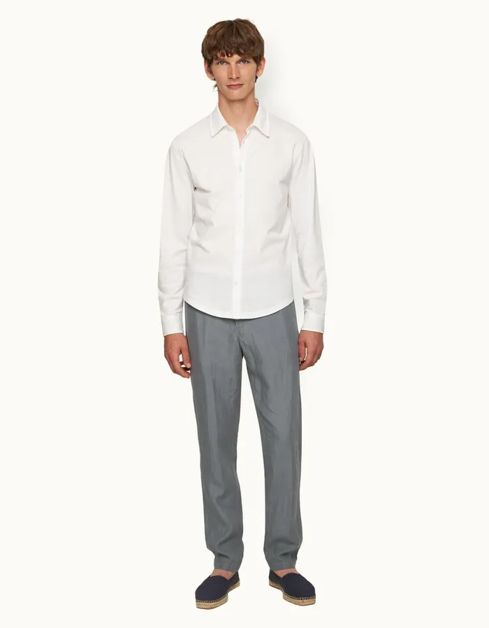 Men Orlebar Brown Trousers Griffon Linen Granite