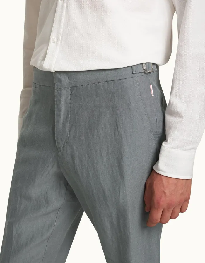 Men Orlebar Brown Trousers Griffon Linen Granite