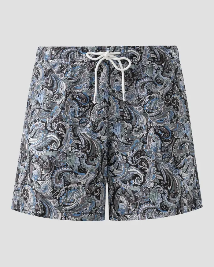 Men Paisley Swim Shorts Blue Eton Shorts and Swim Shorts
