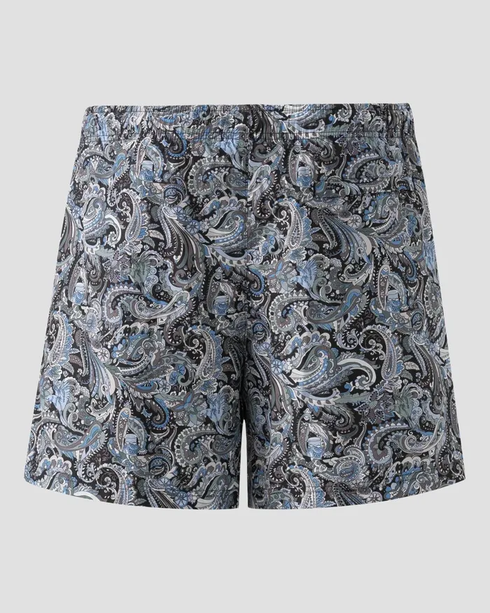 Men Paisley Swim Shorts Blue Eton Shorts and Swim Shorts Men Paisley Swim Shorts Blue Eton Shorts and Swim Shorts