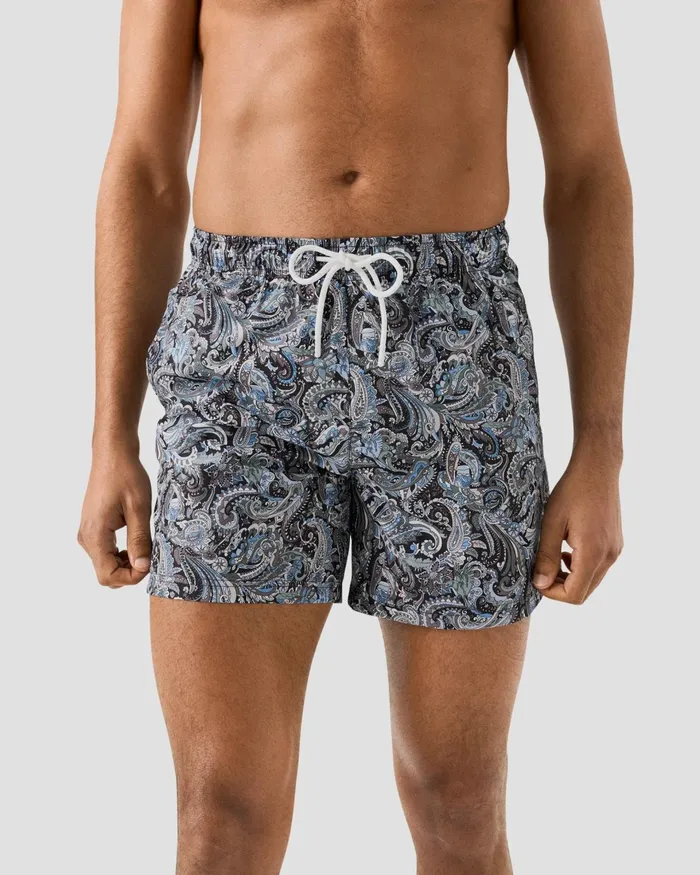 Men Paisley Swim Shorts Blue Eton Shorts and Swim Shorts Men Paisley Swim Shorts Blue Eton Shorts and Swim Shorts