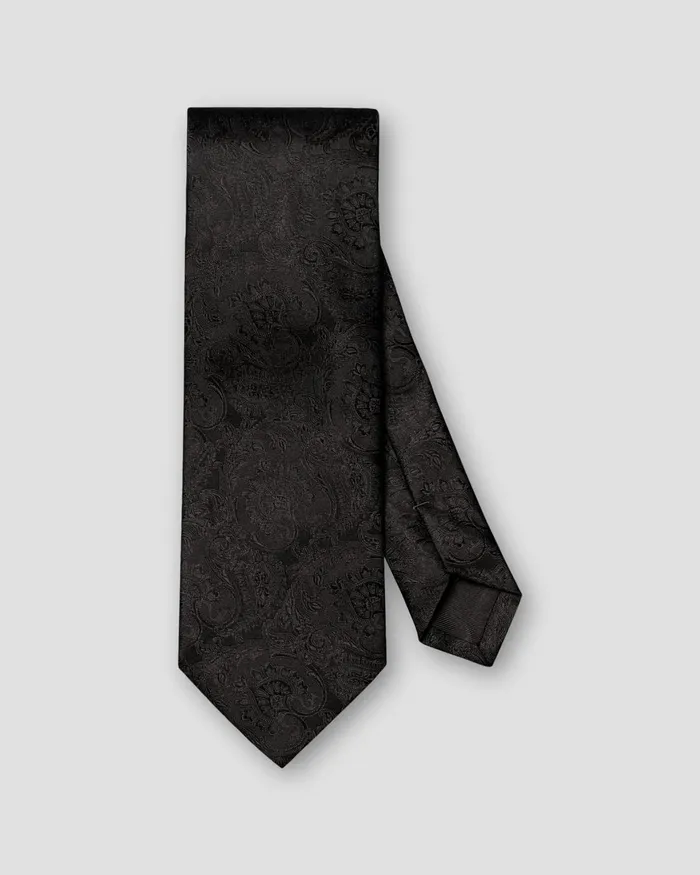 Men Paisley Woven Silk Tie Black Eton Ties Men Paisley Woven Silk Tie Black Eton Ties