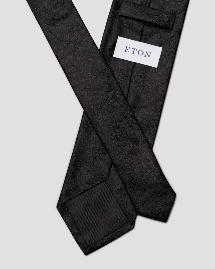 Men Paisley Woven Silk Tie Black Eton Ties Men Paisley Woven Silk Tie Black Eton Ties