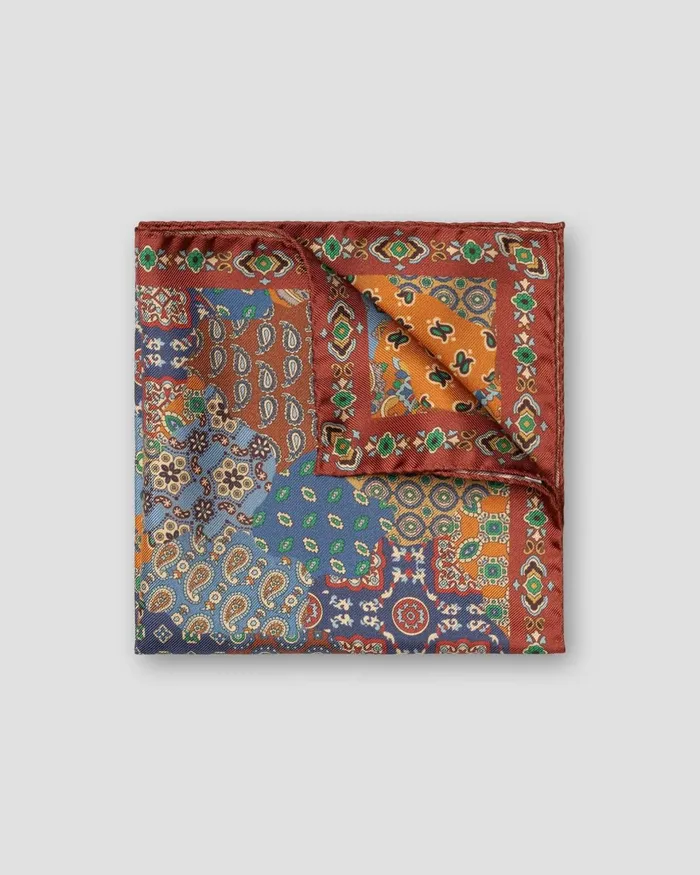 Men Patchwork Silk Pocket Square Orange Eton Pocket Squares