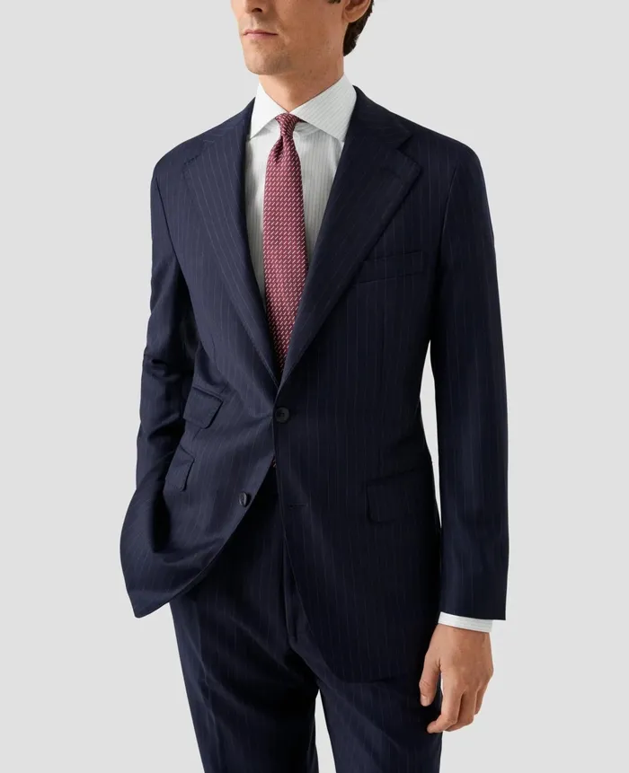 Men Pin Stripe Cotton and Silk Shirt Blue Eton Casual Shirts Men Pin Stripe Cotton and Silk Shirt Blue Eton Casual Shirts