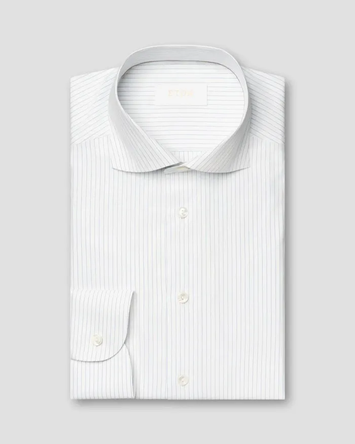 Men Pin Stripe Cotton and Silk Shirt Blue Eton Casual Shirts Men Pin Stripe Cotton and Silk Shirt Blue Eton Casual Shirts