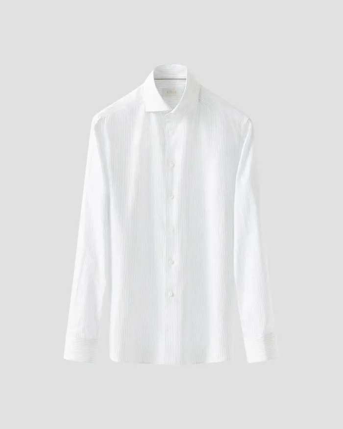 Men Pin Stripe Cotton and Silk Shirt Blue Eton Casual Shirts Men Pin Stripe Cotton and Silk Shirt Blue Eton Casual Shirts