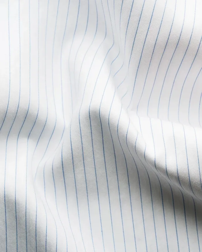 Men Pin Stripe Cotton and Silk Shirt Blue Eton Casual Shirts Men Pin Stripe Cotton and Silk Shirt Blue Eton Casual Shirts