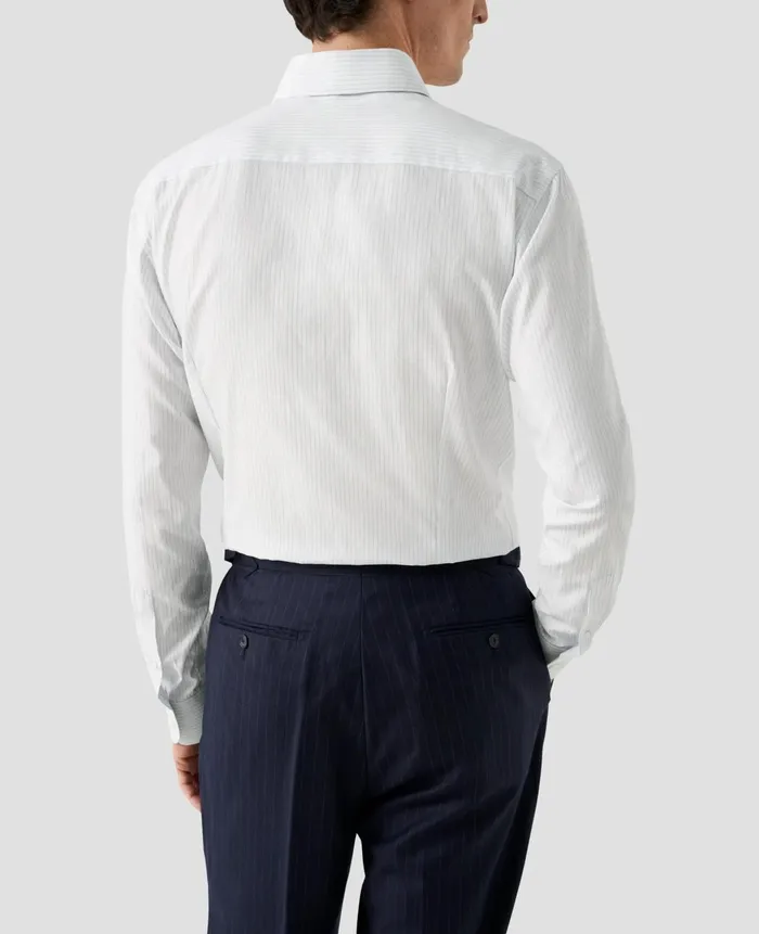 Men Pin Stripe Cotton and Silk Shirt Blue Eton Casual Shirts Men Pin Stripe Cotton and Silk Shirt Blue Eton Casual Shirts