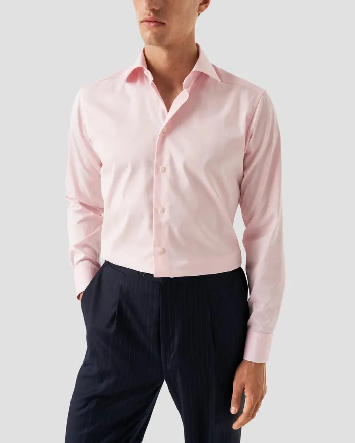Men Pink Signature Twill Shirt Pink Eton Dress Shirts