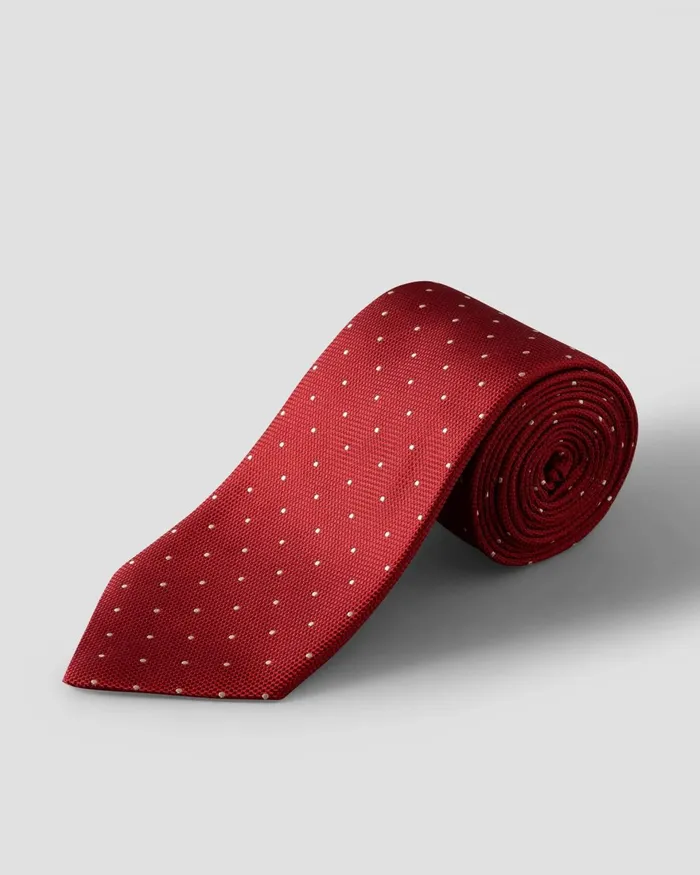 Men Polka Dot Woven Silk Tie Red Eton Ties