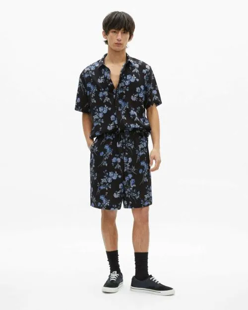 Men Shirts The Kooples Black 039Neon Roses039 Print Shirt Black Blue