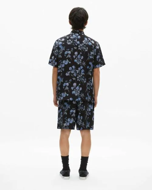 Men Shirts The Kooples Black 039Neon Roses039 Print Shirt Black Blue